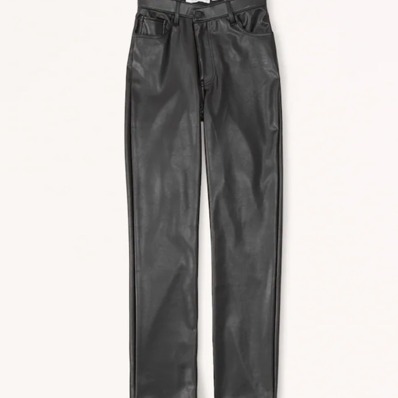 Abercrombie Vegan Leather 90s Straight Pant NWT Women - Picture 6 of 7